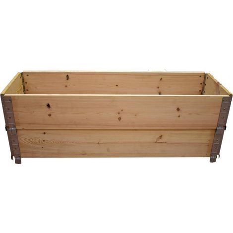 Multitanks – Carré potager en bois naturel 120cm x 40cm – Hauteur 39cm – Contenance 187 litres – Assemblage sans clous ni vis (1/3)