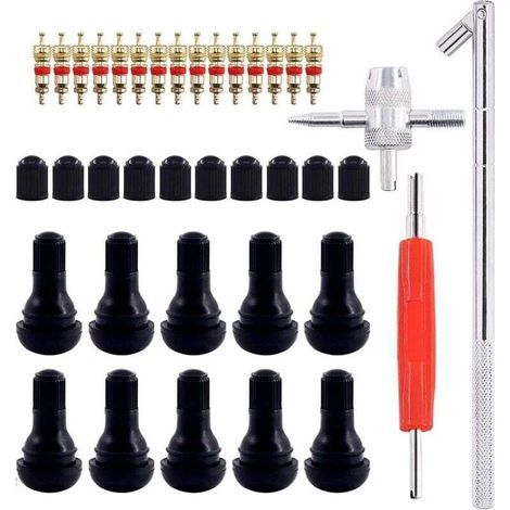 Demonte Valve Pneu Outil, Valve Core Remover pour Voiture Remplacement, TR412 Valve Pneu, Valve Core, 4-1 Outil de Réparation de Valve de Pneu - Démonte Valve Pneu, Tire Repair Kit (1/5)