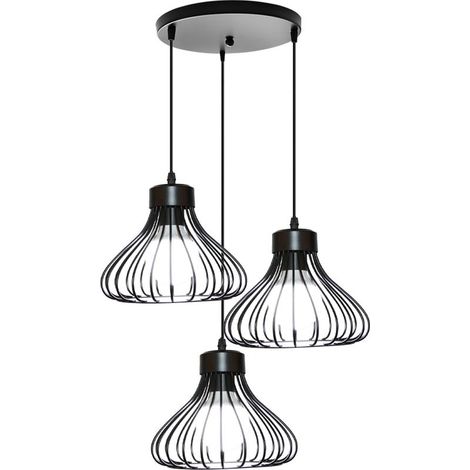 Plafonnier Vintage À 3 Lumières Suspension Lustre Industrielle Noire Simple Lustre Rétro Créatif Pour La Décoration Intérieure (1/5)
