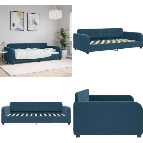 vidaXL Lit de repos sans matelas bleu 90x200 cm velours (1/5)