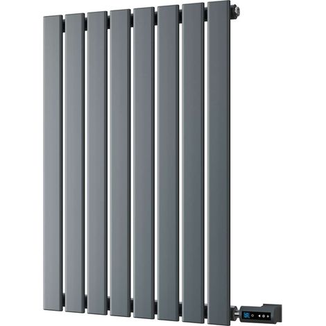 Typhoon - Anthracite Horizontal Electric Radiator H800 x W544mm Single Panel 500w Thermostatic WIFI - Feet Included (1/2)
