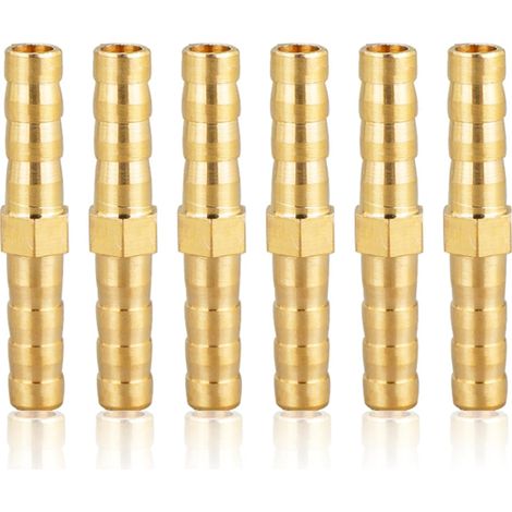 Raccord de tuyau 6mm en laiton, 6PCS - Raccord droit à barbes en laiton (1/4") (1/5)