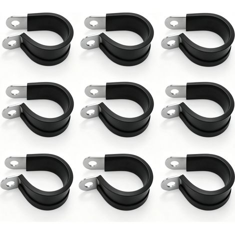 Sollbry 10x 40mm Colliers de serrage avec garniture en caoutchouc, acier inoxydable I Colliers de serrage à visser I Collier de serrage 40mm, Collier de fixation 40mm, Support de tuyaux (1/5)