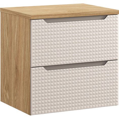 Waschtischunterschrank 60cm Mallory mit 2 Schubladen, Beige und Holzoptik