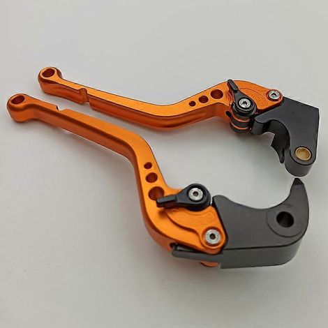 Guidon modifié avec frein, embrayage et klaxon réglables (tige longue orange) pour Suzuki GSXR750 2006-2010 (1/5)