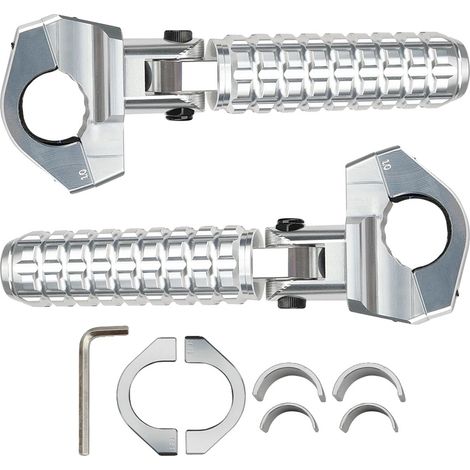 Reposapiés, aleación de aluminio ligera, compatibilidad universal, color plata. (1/2)