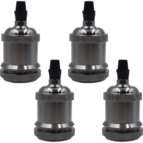 Lot de 4 douilles E27 vintage, culot E27,en plastique, pour plafonniers, lampadaires, suspensions, couleur noir perlé