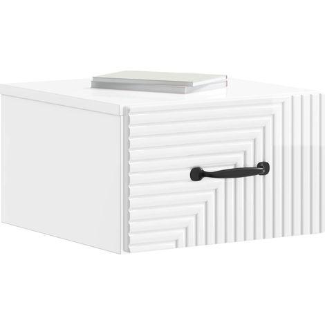 Maison Exclusive - Mobiletto da notte a muro Bianco Lucido 34,5 x 33 x 20 cm
