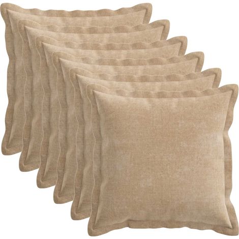 Housse de coussin 6 pc HOUTEN Taupe 40 x 40 cm Tissu Chenille vidaXL