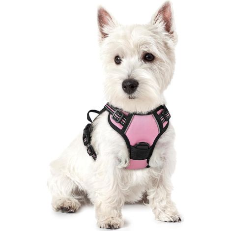 Rosa Hundegeschirr, Größe S, Brustumfang 34–63 cm, 1 Stück, verstellbar, gepolstert, Hundeweste, Polyester, Haustierweste