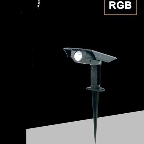 TrAdE Shop Traesio - Faretto Solare Led Da Giardino A Picchetto Da Terra Ip65 Luce Calda 3000k Rgb Sw1121 - -RGB - (1/5)