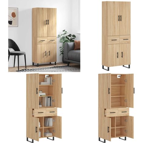 Highboard Sonoma-Eiche 69,5x34x180 cm Holzwerkstoff - Holzwerkstoff Schrank - Stauraum Schrank (1/5)