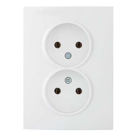 Kanlux – Prise double sans terre encastrable 2P – 16A 250V – Connecteur à vis pour installation rapide – Plastique ABS résistant