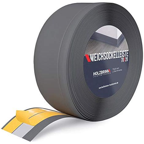 HOLZBRINK Weichsockelleiste selbstklebend PVC 70x20mm, 1 m Küchenleiste Arbeitsplatte Abschlussleiste selbstklebend für Badezimmer Farbe: Graphitgrau