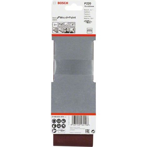 2608606074 - Set di nastri abrasivi da 3 pz. X440 75 x 533 mm, P220, BEST for LEGNO+VERNICE