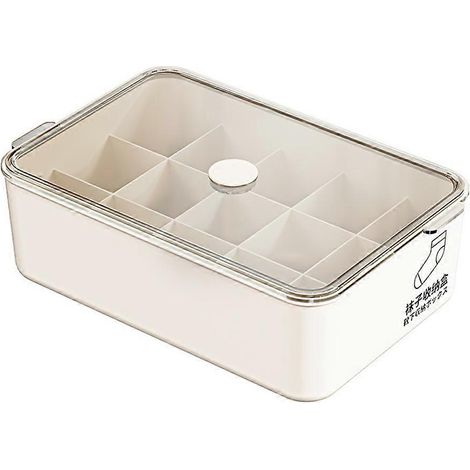 Boîte de rangement pour sous-vêtements grande capacité avec couvercle anti-poussière, boîte de rangement pour chaussettes de chambre, boîte de rangement peu encombrante de type tiroir. (1/5)