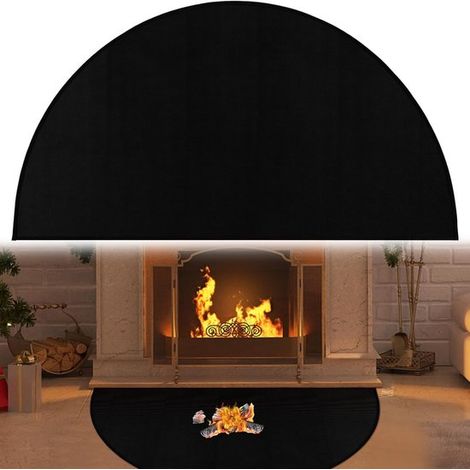 Alfombrilla negra para chimenea de 50x102 cm - Alfombrilla ignífuga en forma de media luna - Protección ignífuga para suelos de chimenea y fogata (1/5)