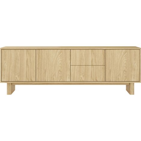 SUMBA - Meuble TV 183 cm mélaminé Chêne clair (1/5)