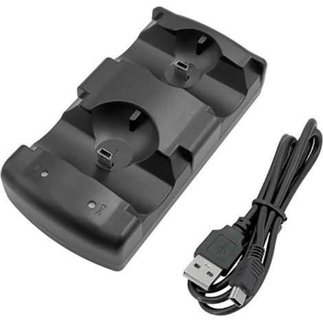 Station de charge 2 en 1 pour manette PlayStation 3 avec indicateur lumineux LED, compatible avec les manettes PlayStation PS3 et Move. (1/5)