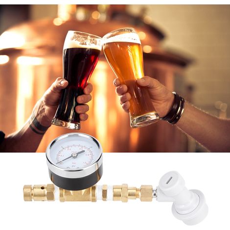 Ensemble de soupape de décharge réglable à verrouillage à bille avec manomètre 0-15 psi (0-1 bar) pour équipement de brassage (1/5)