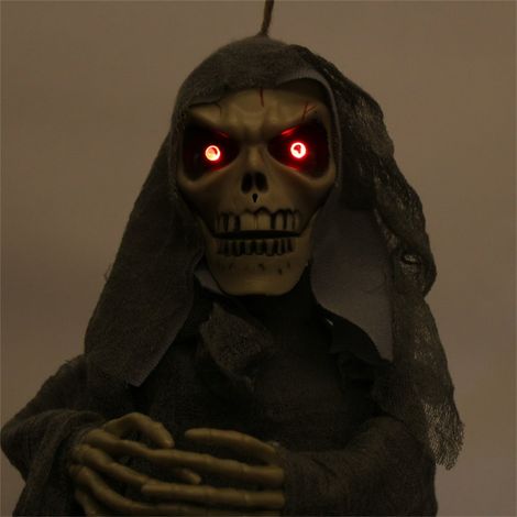 Pendentif fantôme chauve-souris mixte avec contrôle vocal, yeux lumineux, cri, mouvement, décoration suspendue pour fête d'Halloween (1/5)