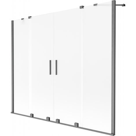 Mexen Velar Duo paroi de baignoire à 2 battants coulissants 170 x 150 cm, dépoli, gun grey brossé - 896-170-000-32-66 (1/2)