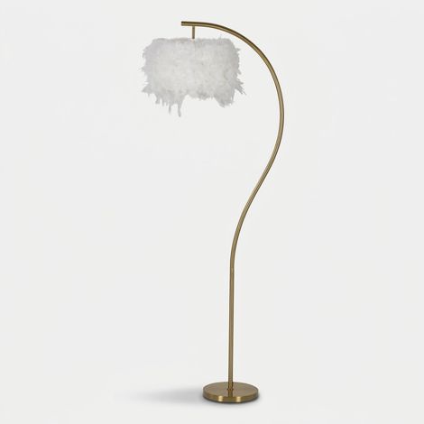 Lámpara de pie de arco en metal y plumas Semi Arc (1/5)