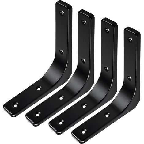 A set of 4 brackets includes a black silk 90 degree floating wall bracket and a metal L-shaped corner bracket (15 cm). (1/4)