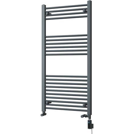 Zennor - Anthracite Dual Fuel Towel Rail H1200mm x W600mm Thermostatic WIFI - Straight (1/3)