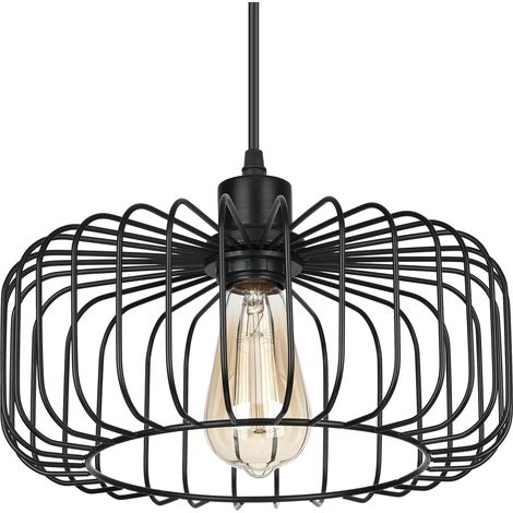 Suspension Noir,Moderne Lampe à suspendre Plafonnier E27 Rond Abat-jour Métal Lampe à suspendre pour salon salle à manger chambre à coucher [Classe énergétique F] (1/5)