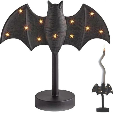Bougeoir chauve-souris scintillant, bougeoir LED, motif chauve-souris effrayant, éclairage d'ambiance à piles, décoration d'Halloween pour la maison, le jardin et la terrasse. (1/5)