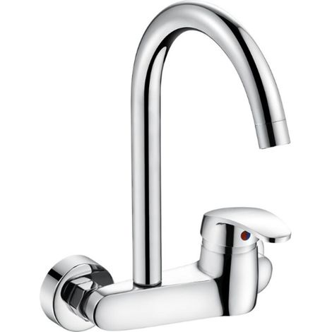 Miscelatore da cucina in rame fine da cucina a parete rubinetto caldo e freddo doppio foro lavello domestico lavabo balcone lavanderia piscina miscelatore senza tubo (1/3)