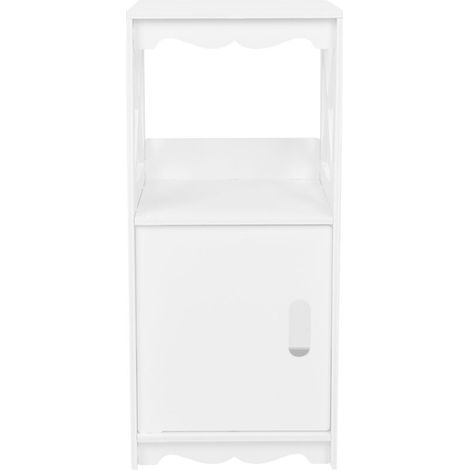 Table de chevet, meuble de rangement, table d'appoint, étagère de rangement, look charmant et élégant, chambre à coucher, salon, cuisine, durable, blanc (1/4)