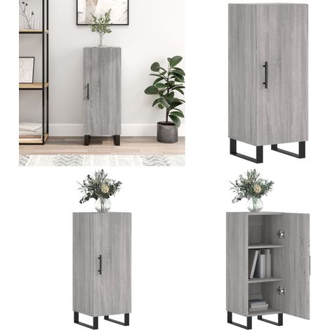 Buffet Sonoma gris 34,5x34x90 cm Bois d'ingénierie - Buffet Moderne - Meuble De Rangement - Armoire Laterale - Commode - Design Contemporain - Home & Living (1/5)