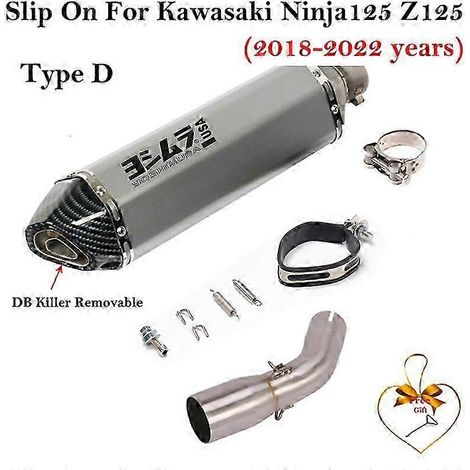 Sistema De Escape Para Motocicleta, Silenciador De Tubo De Enlace Medio Modificado Para Kawasaki Ninja125 Z125 Ninja 125 2018 - 2022( Type D) (1/5)