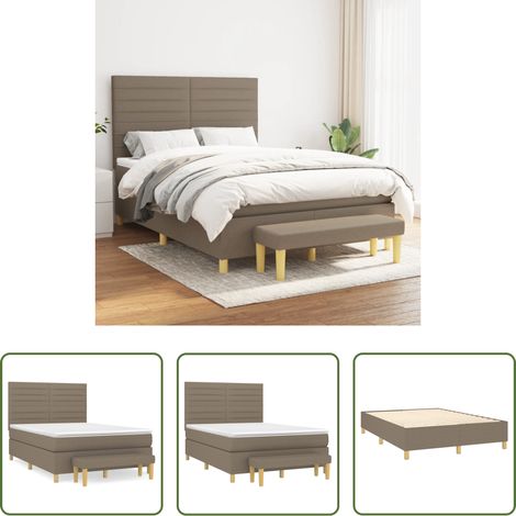 Matelas à ressorts ensachés - Sommier à lattes de lit avec matelas Taupe 140x200 cm Tissu (1/5)