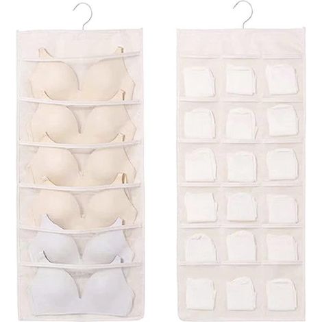 Set di 2 organizer da parete per biancheria intima e calzini con tasche a rete su entrambi i lati (1/5)