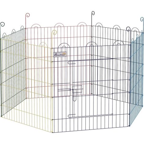 CHICFURN Parque para cachorros Ø120 x 60 cm de metal multicolor con puerta con cierre (1/5)