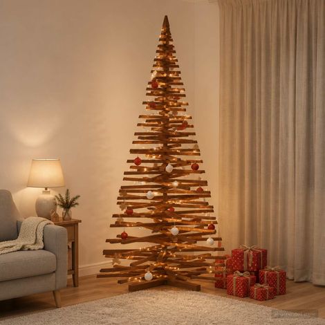 vidaXL Árbol de Navidad de madera KOTKA 210 cm Madera de Pino Maciza (1/5)