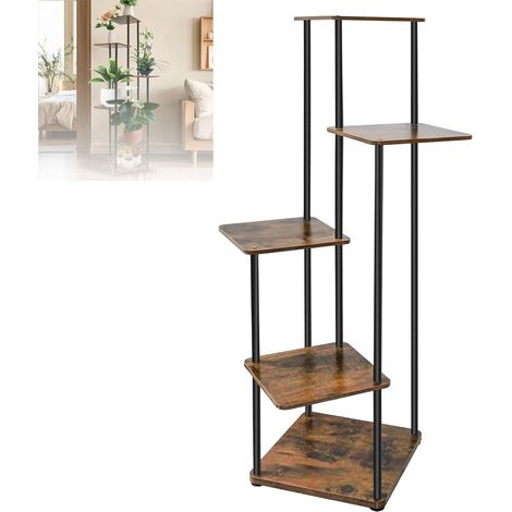 Support pour plantes en métal à cinq couches, support universel pour plantes d'intérieur et d'extérieur, support pour fleurs, adapté pour balcon, jardin, salon ,terrasse (hauteur 106,4 cm)