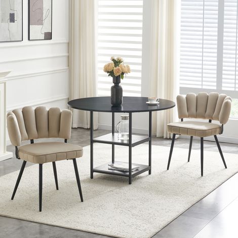 Conjunto de mesa y sillas redondas de 107 cm con almacenamiento, 2 plazas, negro HAVRYA (1/5)