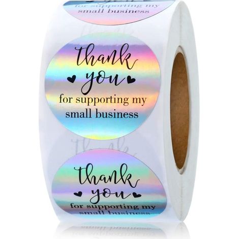 500 etiquetas adhesivas, Etiqueta de "Gracias", 500 unidades por rollo, Sellado, Pegatinas decorativas, Pegatinas impermeables, 3,8 cm (1/5)