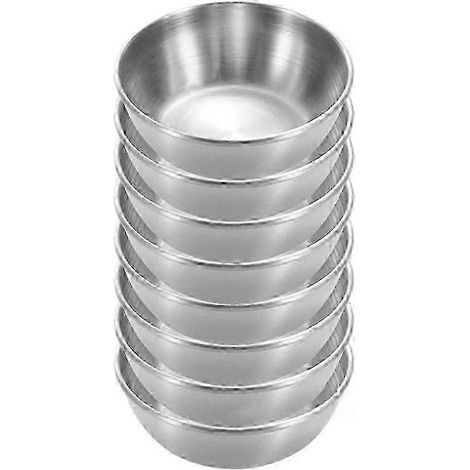 Lot de 8 coupelles en acier inoxydable pour sauce soja, bols à trempette, mini bols de préparation, bols à pincée, soucoupes individuelles (1/5)