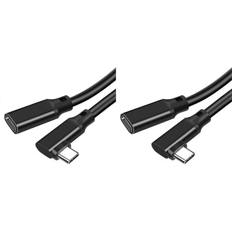 2 câbles d'extension USB-C coudés à 90° USB 3.2 Gen2, PD 100 W, transfert de données 20 Gbit/s pour la diffusion sur écran et la réalité virtuelle (20 cm). (1/5)