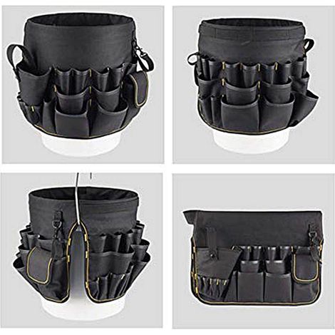 Organisateur de seau robuste pour outils de jardin avec 56 poches, rangement pour équipement de jardinage extérieur (1/4)