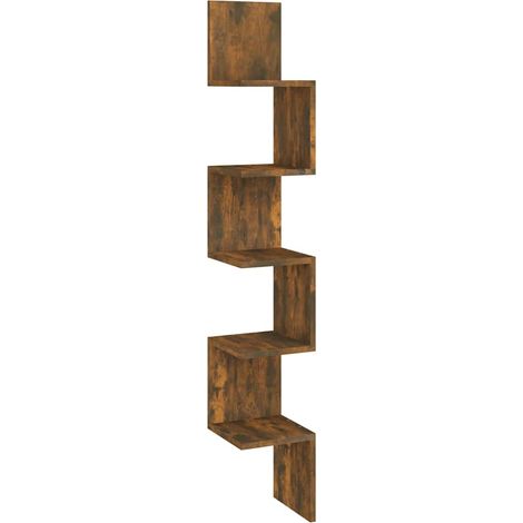 Maison Exclusive - Wand-Eckregal Räuchereiche 20x20x127,5 cm Holz (1/5)