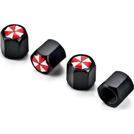 (Noir) 4 x Bouchons de valve de pneu en métal Umbrella Corporation, accessoires auto compatibles avec Focus 2, 3, Fiesta ST, RS et Mustang Mk1 (1/5)