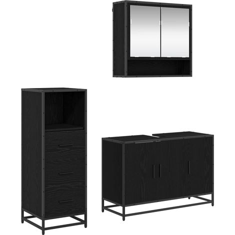 Maison Exclusive - Badezimmermöbel-Set 3 pcs Schwarz Eichen-Optik