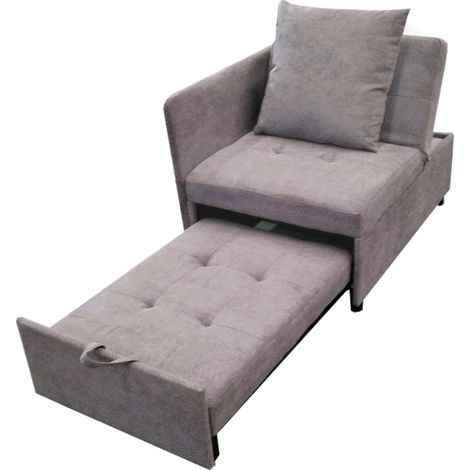 Sofá cama 3 en 1 gris de lino con respaldo ajustable, multifunción para espacios pequeños (1/5)