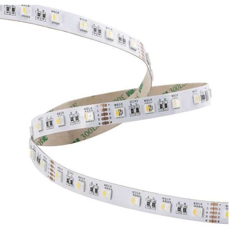 Striscia LED dimmerabile da 24 V, autoadesiva universale, 14,4 W/m, CCT 60 LED/m, bianco freddo RGBW, per soffitti, cucine, bagni, terrazze, scale e pergolati. (1/2)